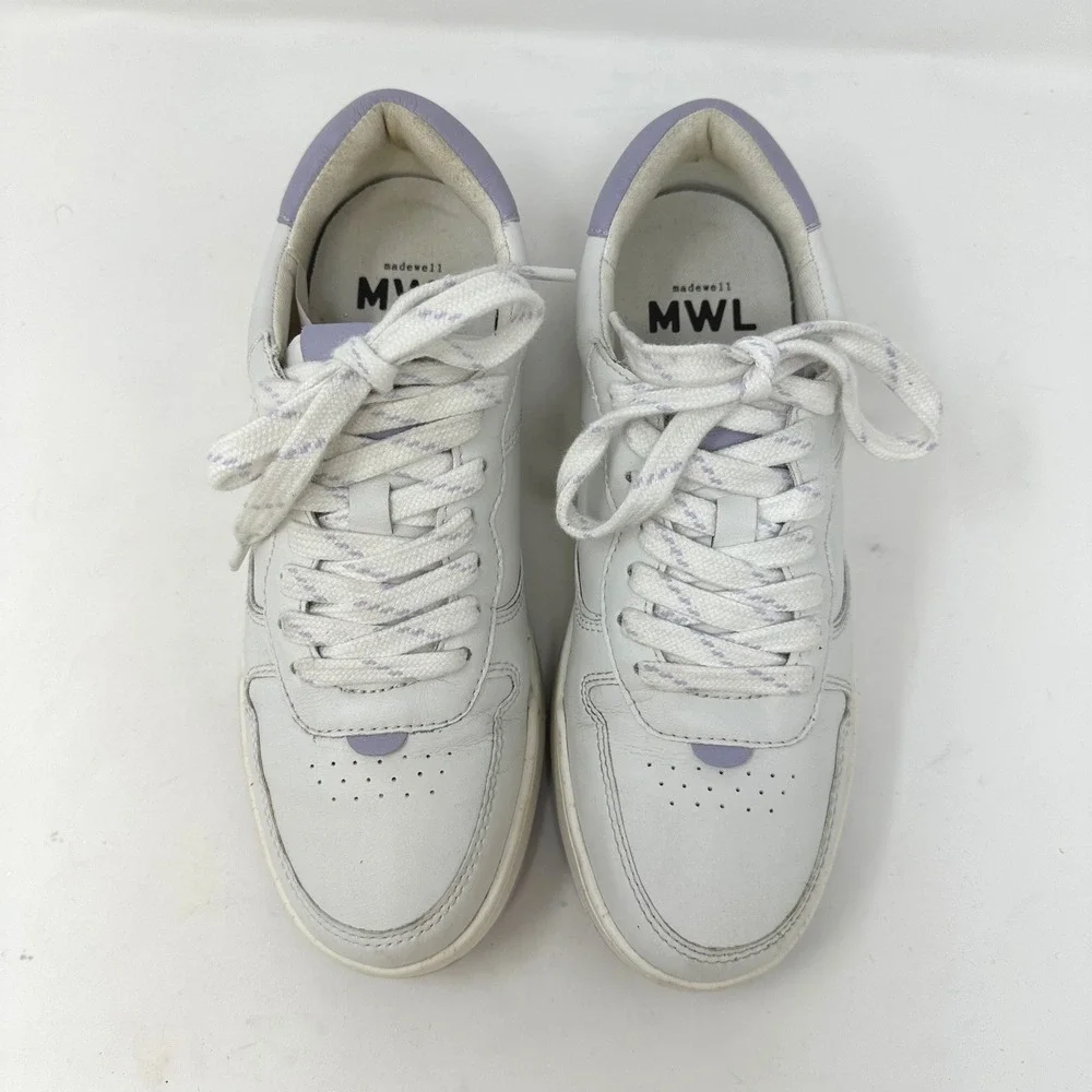 Madewell Court Low-Top Sneakers‎ White Light Purple 7